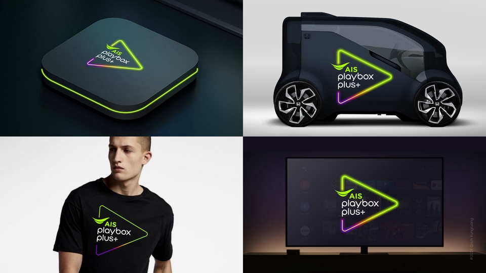 ออกแบบ CI บริษัท ออกแบบ Brand Identity ออกแบบอัตลักษณ์องค์กร AIS Playbox Plus