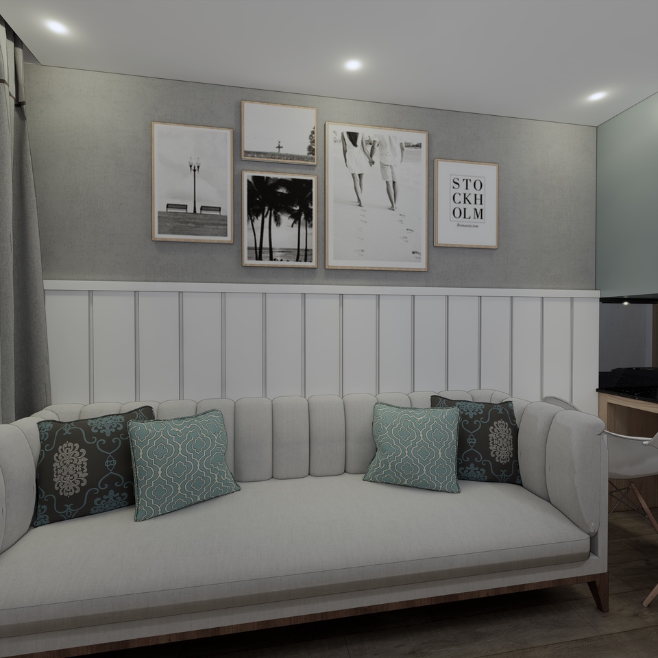 Jasa Desain Interior 3D untuk Rumah Minimalis Modern dengan Sofa dan Dekorasi