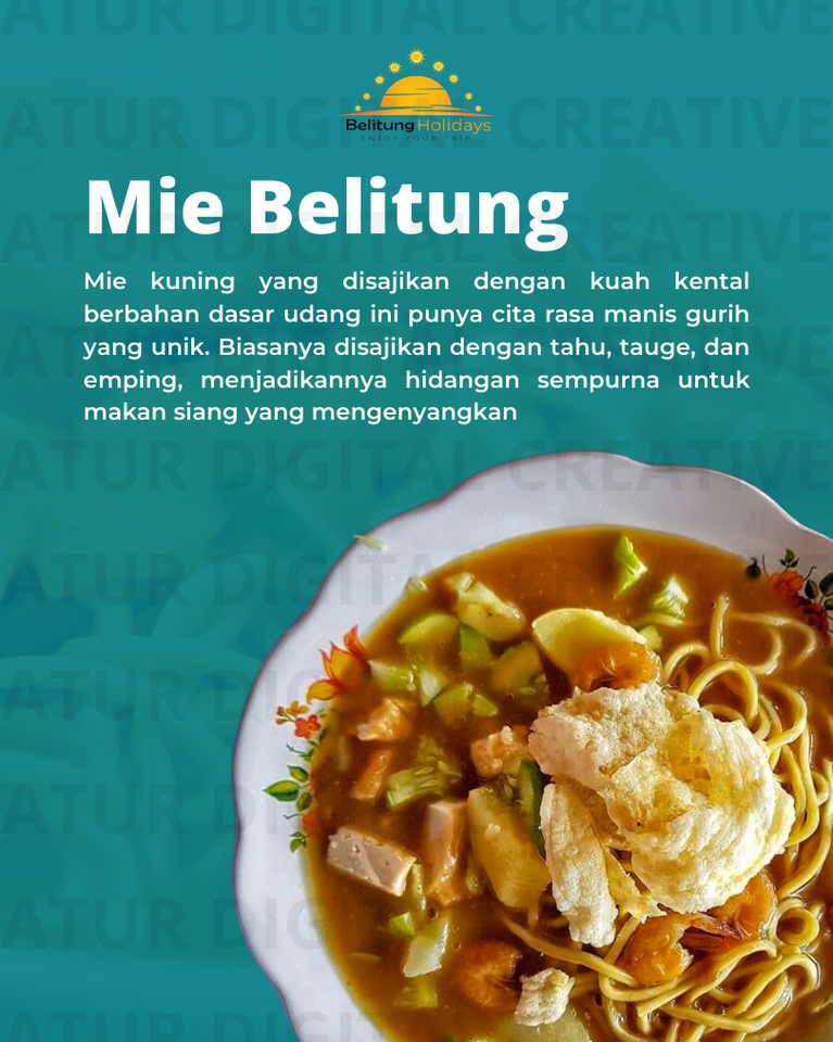 JASA BUAT BANNER INSTAGRAM desain banner online banner promosi instagram Mie Belitung, makanan khas Belitung dengan kuah kental berbahan dasar udang yang punya cita rasa manis gurih.