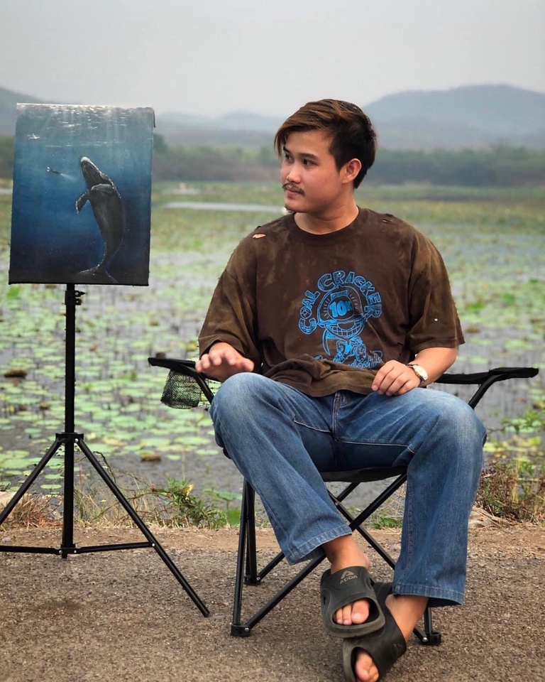 วาดภาพประกอบ - งานเขียนภาพวิวทิวทัศน์ บนเฟรมผ้าใบโดยใช้สีอะคลิลิค - 9