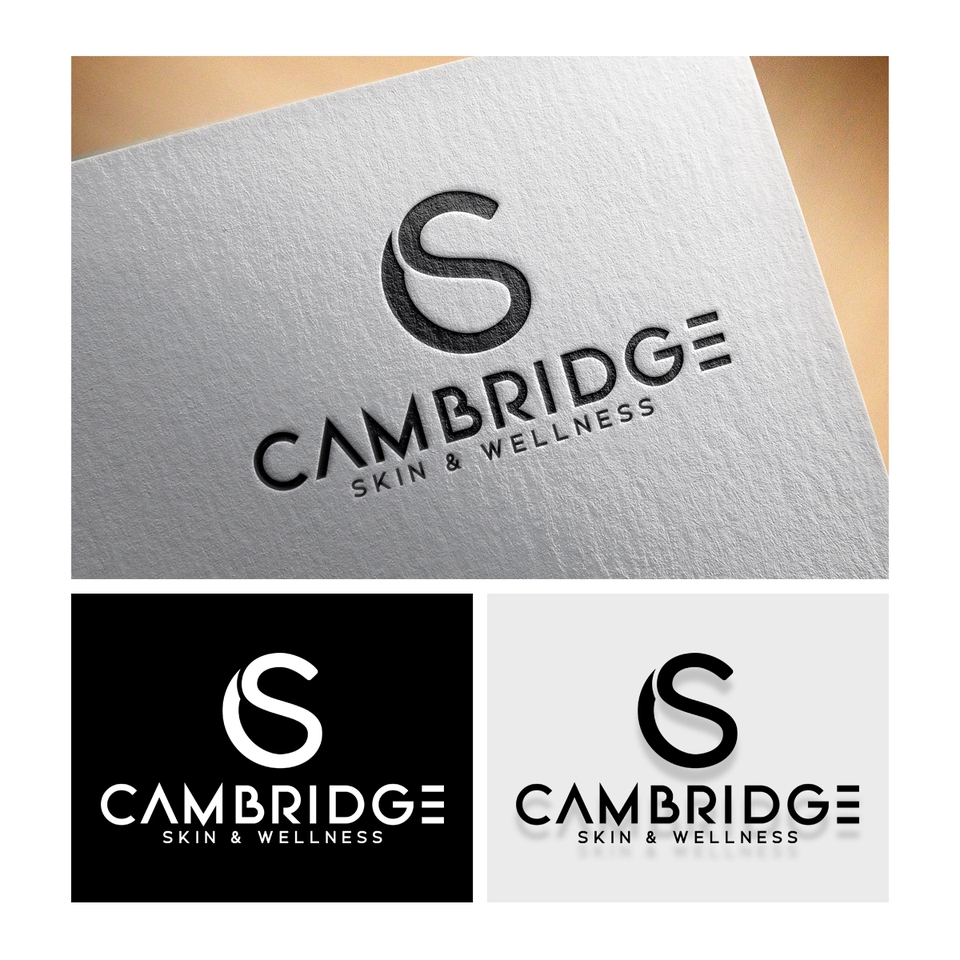 Desain logo Cambridge Skin & Wellness, logo perusahaan kesehatan dengan konsep minimalis