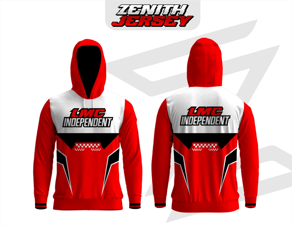Desain kaos hoodie custom dengan motif logo LMC INDEPENDENT