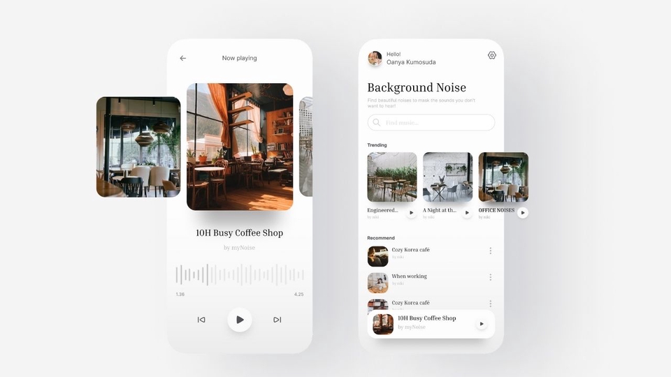 ออกแบบUI UX แอปพลิเคชั่นฟังเพลง สวยงาม