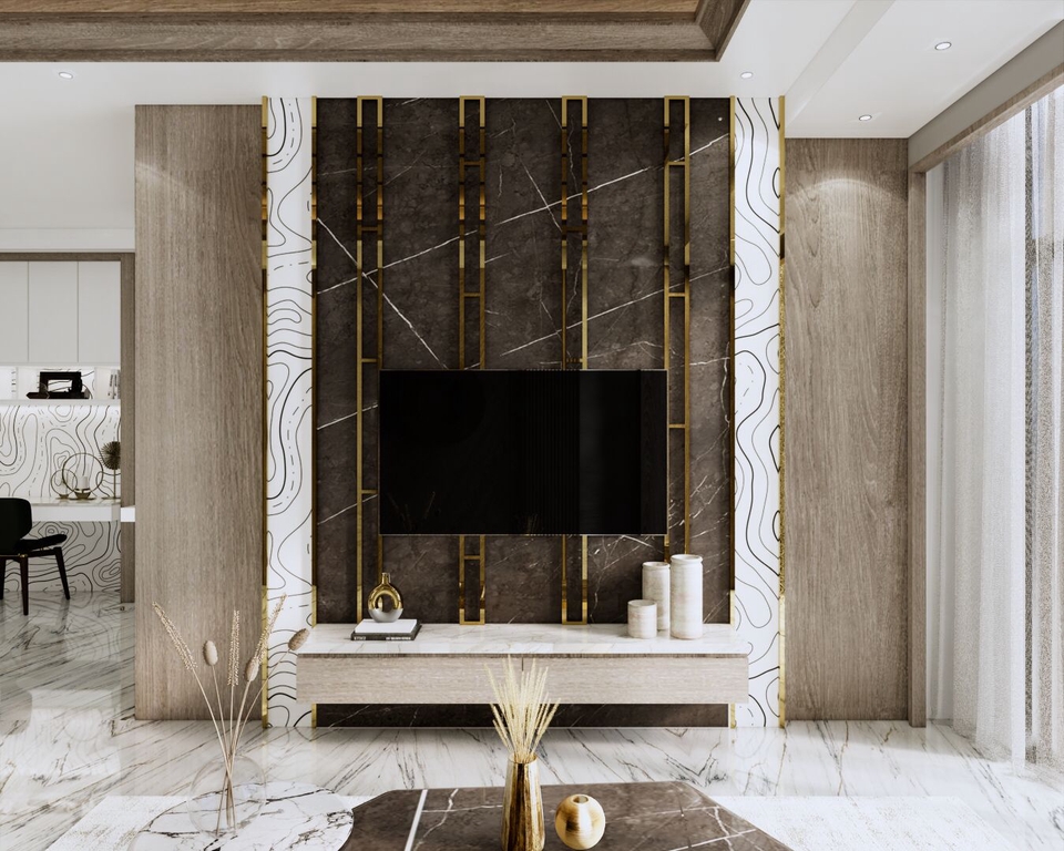 Jasa desain interior rumah minimalis modern dengan desain tv di dinding