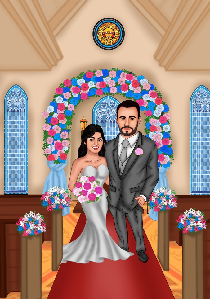 Gambar Potret - Ilustrasi Karikatur couple & Family - 4