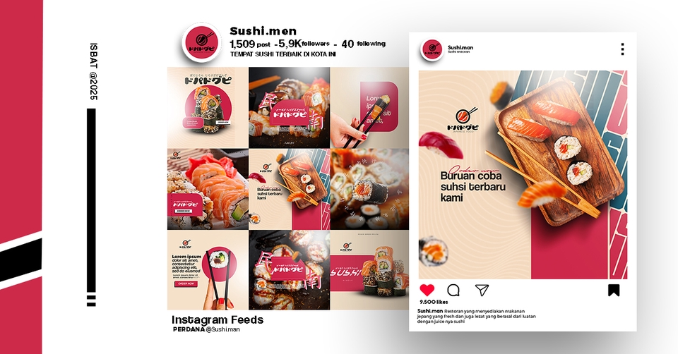 Jasa desain banner instagram untuk promosi sushi dengan desain menarik dan kekinian