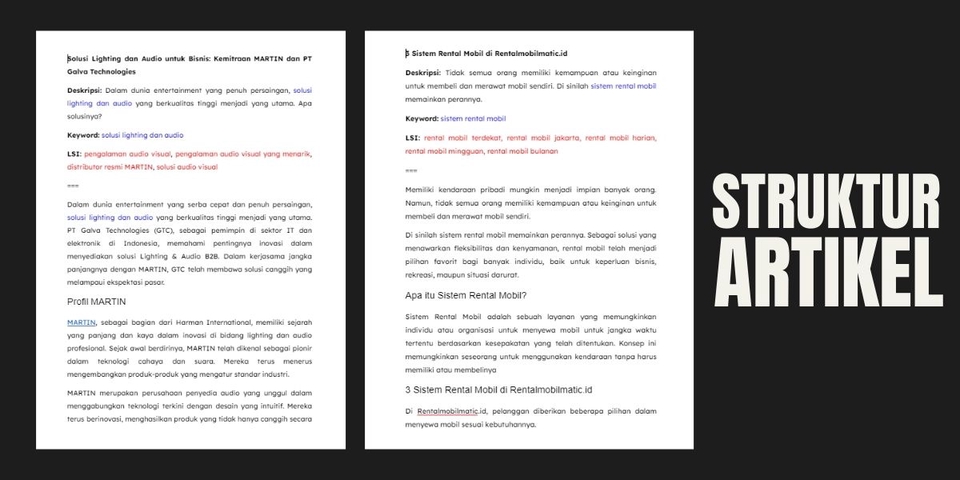 Struktur artikel jasa penulis artikel freelance dengan contoh keywords: jasa penulis artikel, jasa content writer, jasa tulis artikel, jasa pembuatan artikel, penulis artikel, content writer, jasa copywriting, jasa artikel murah, jasa menulis artikel.