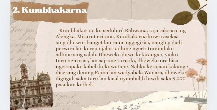 Jasa pembuatan presentasi powerpoint kumbhakarna kisah wayang kulit untuk presentasi kuliah skripsi