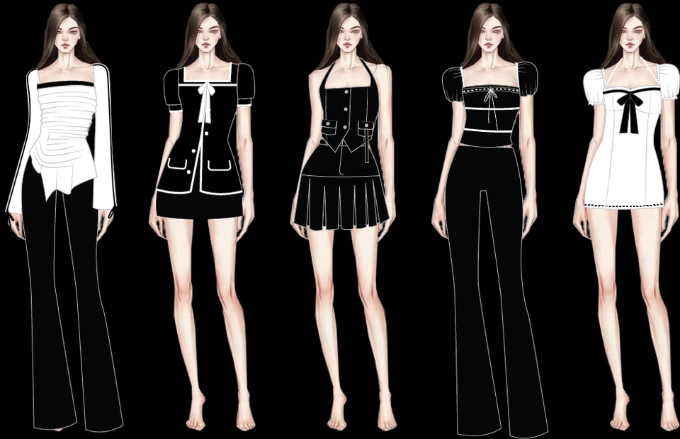 Ilustrasi wanita dengan gaya busana berbeda: bergaya elegan, casual, dan feminim. Jasa ilustrasi digital, desain grafis, membuat ilustrasi, jasa desain ilustrasi.