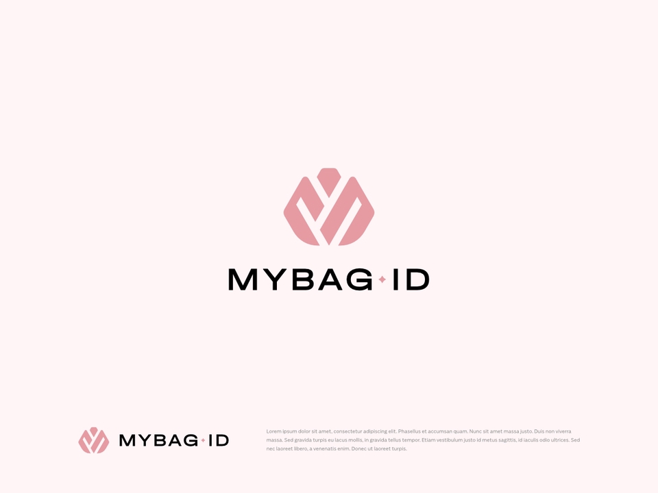Logo Mybag ID dengan desain unik dan elegan, cocok untuk toko online dan bisnis digital.