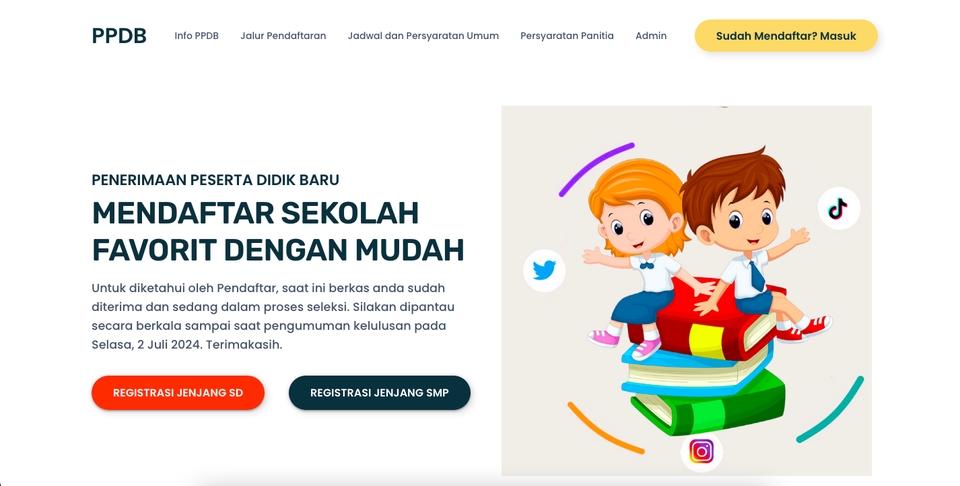 Jasa pembuatan website sekolah dengan desain modern dan user friendly untuk meningkatkan pendaftaran siswa baru.