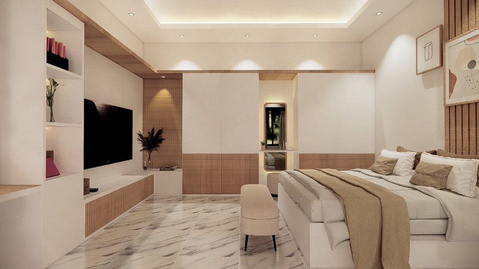 3D & Perspektif - Desain Interior & Furnitur 3D Render & Gambar Kerja (Rumah Hunian, Cafe, Office, dll) - 1