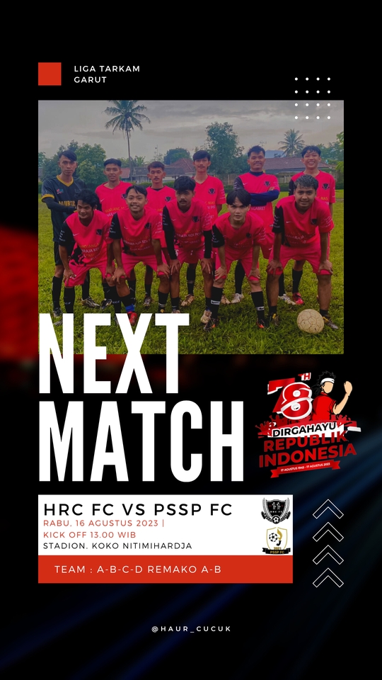 Jasa desain logo untuk tim sepak bola HRC FC VS PSSP FC di liga tarkam Garut. Desain logo profesional dan keren.