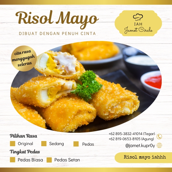 Jasa desain presentasi powerpoint menarik Risol Mayo.  Pembuatan slide presentasi makanan dengan harga terjangkau. Desain ppt untuk usaha kuliner.