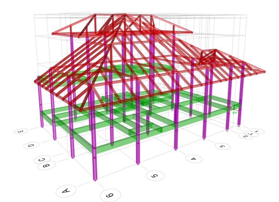 แบบโครงสร้างบ้านชั้นเดียว พร้อมแบบบ้าน 3D รับเขียนแบบ รับสร้างบ้าน ออกแบบบ้าน รับประเมินราคา