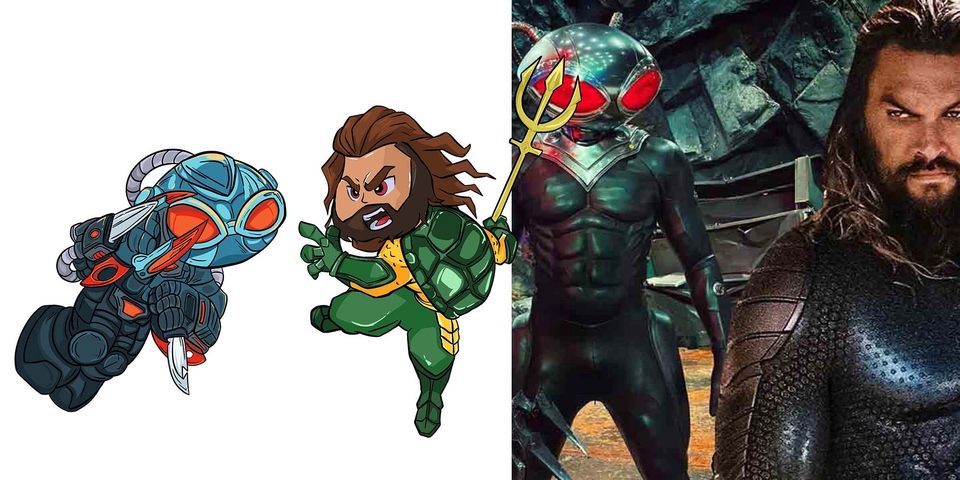 Ilustrasi kartun Aquaman, Black Manta dan Ocean Master. Jasa desain ilustrasi karakter kartun, desain grafis, ilustrator freelance, jasa pembuatan vector.