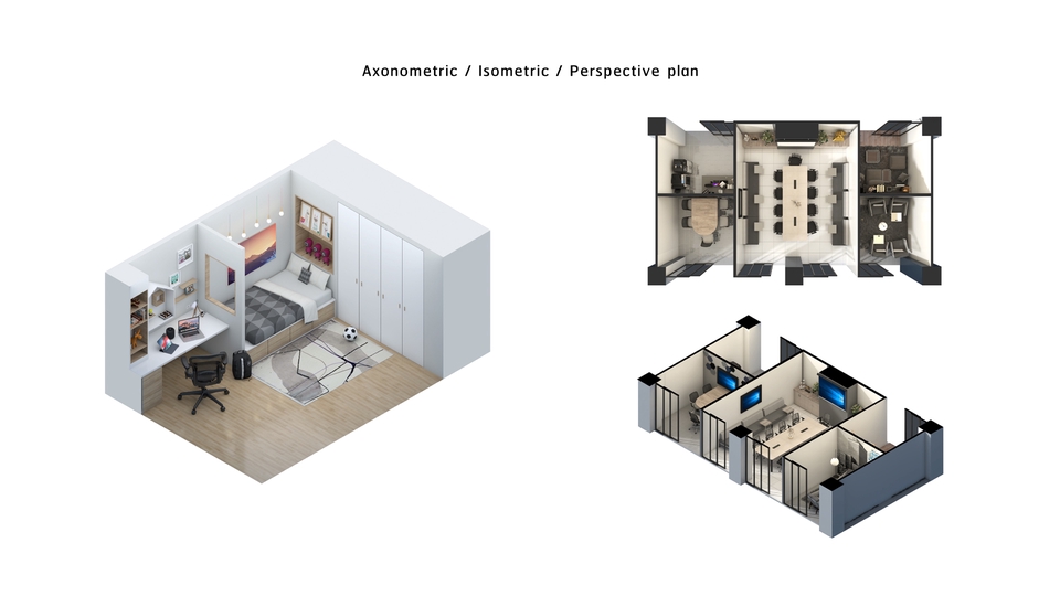 ออกแบบ perspective 3D โมเดลบ้านและห้องทำงาน รับทำภาพ 3D perspective ราคาถูก