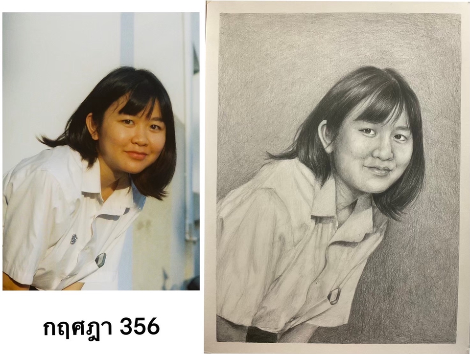 รับวาดภาพเหมือน ผู้หญิง ใส่เสื้อขาว