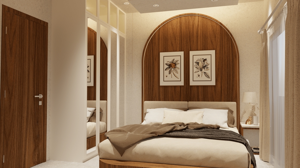 ออกแบบ perspective 3 มิติ สำหรับห้องนอนสวยหรู