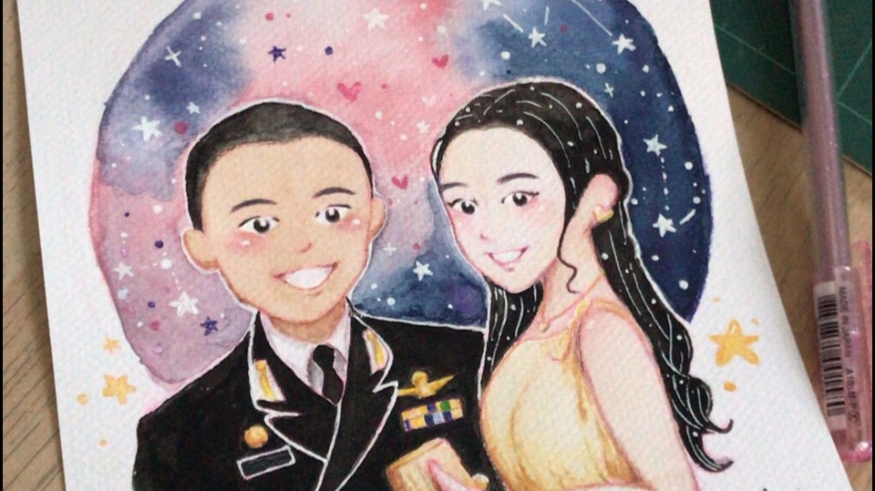 วาดภาพเหมือน Portrait - งานรูปวาดบุคคลเป็นภาพสีน้ำ - 1