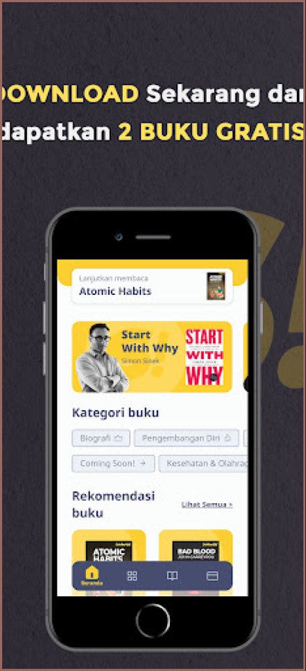 Jasa pembuatan aplikasi Android dan iOS dengan desain menarik dan fitur lengkap. Dapatkan 2 buku gratis dengan download aplikasi sekarang!