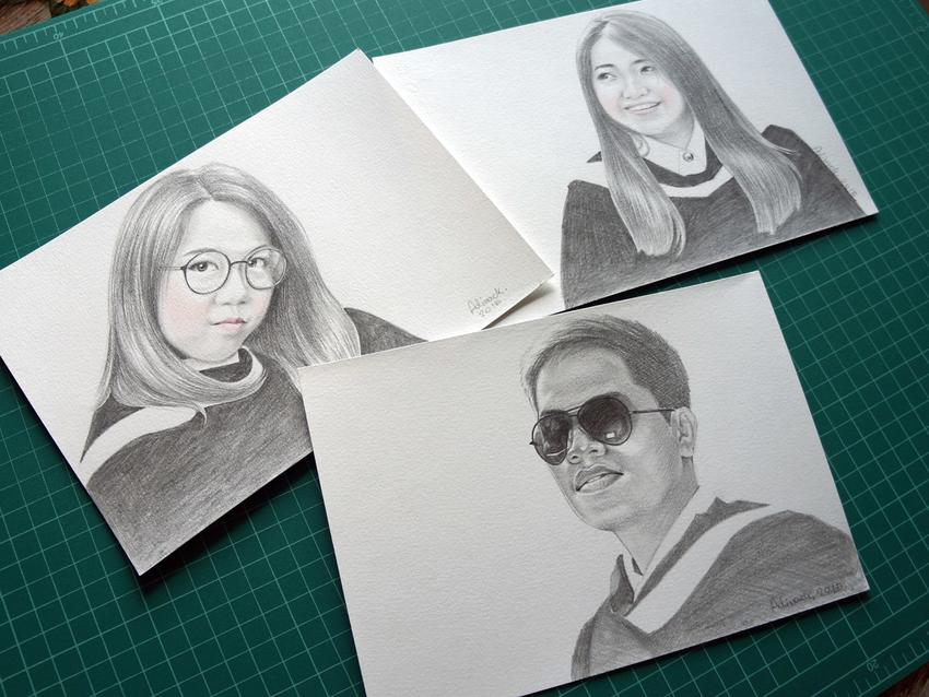 รับวาดภาพเหมือน ภาพวาดบุคคล สีเทา ภาพวาดสีเทา ภาพเหมือนคน วาดรูปคน