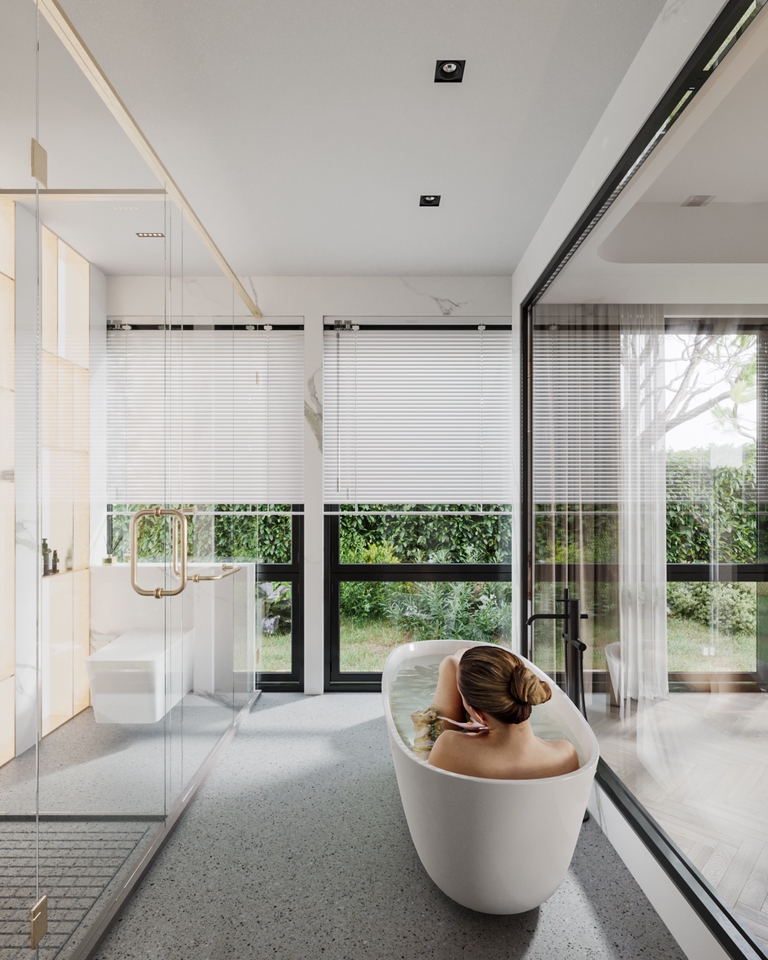 ออกแบบ perspective ห้องน้ำหรู 3 มิติ โมเดลบ้านสวย รับเรนเดอร์ภาพ