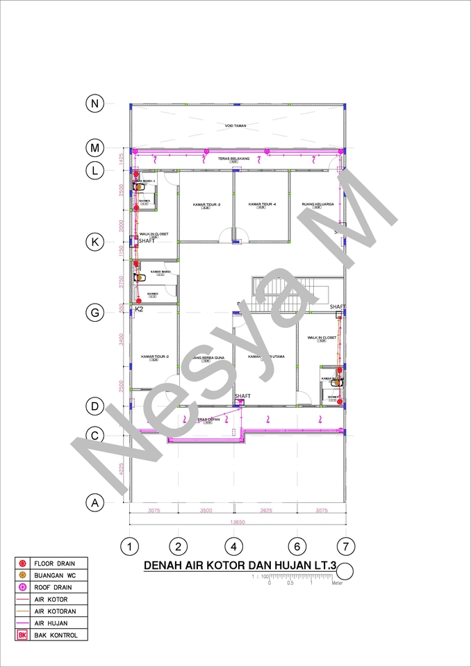Jasa drafter autocad arsitek interior murah pembuatan denah air kotor dan hujan lt 3