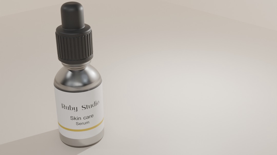 รับทำโมเดล 3d แพ็คช็อต ผลิตภัณฑ์ น้ำยาบำรุงผิวหน้า  Ruby Studio