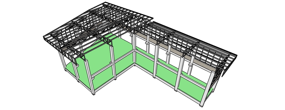 เขียนแบบวิศวกรรมและออกแบบโครงสร้าง - รับเขียนแบบ 3 มิติ โครงหลังคาเหล็กมุงด้วยแผ่นเมทัลชีท ด้วย โปรแกรม Sketch Up - 25