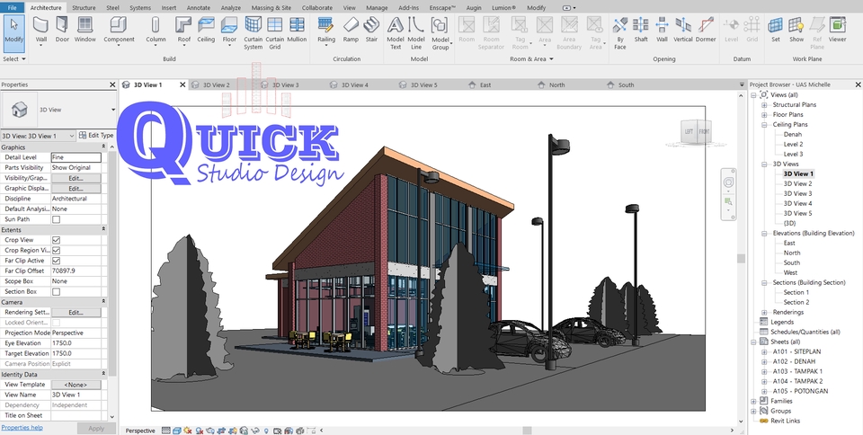 3D & Perspektif - Modeling ARS, STR, MEP dengan REVIT - 9