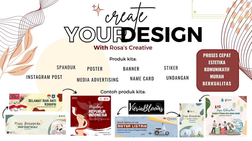 Jasa desain kartu nama, undangan, spanduk, brosur, poster, katalog dan lainnya, dengan harga terjangkau.