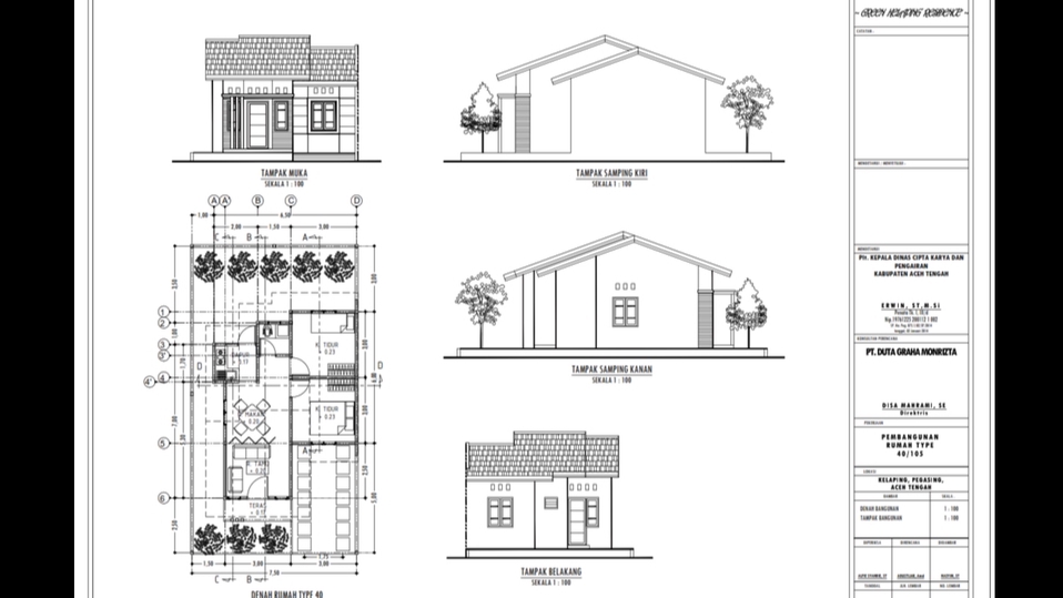 Desain segala jenis, model, type bangunan yang memenuhi kaidah Arsitektural serta Struktural