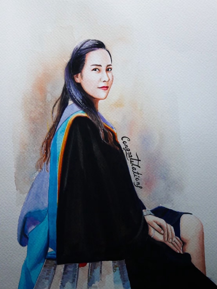 วาดภาพเหมือน Portrait - รับวาดภาพเหมือนสีนำ้ - 15