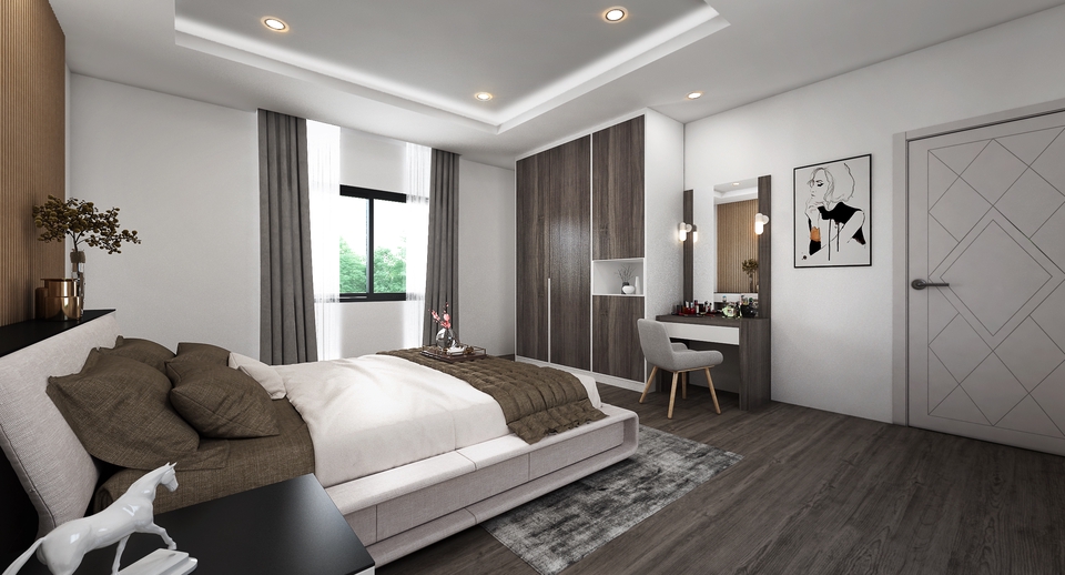 รับออกแบบ 3d perspective บ้านสวย บรรยากาศอบอุ่น ดูสบายตา โมเดลบ้าน 3 มิติ