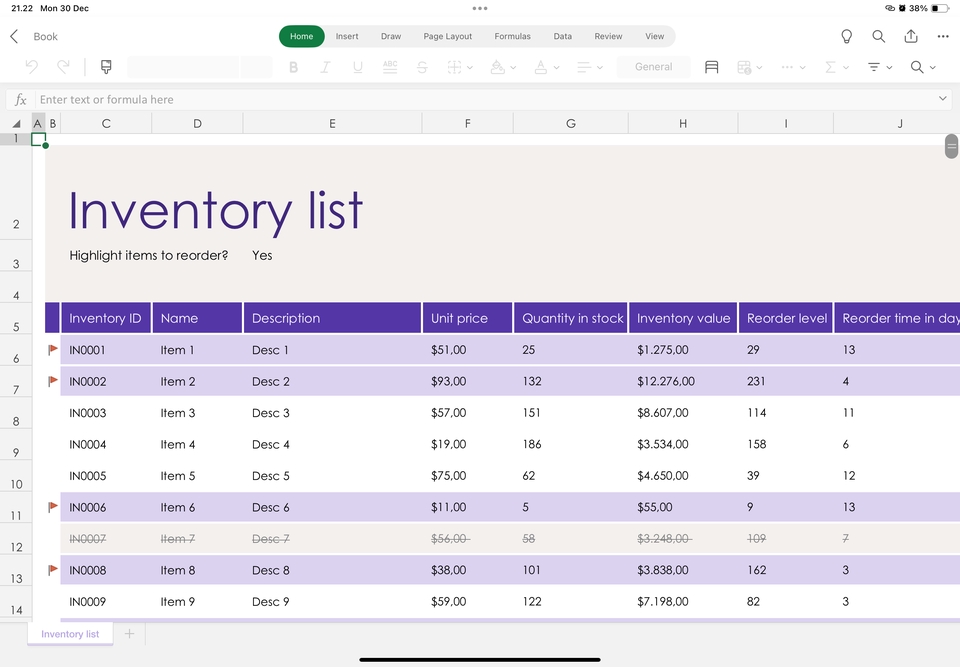 Jasa data entry excel dengan tabel inventaris lengkap untuk membantu Anda mengelola stok produk