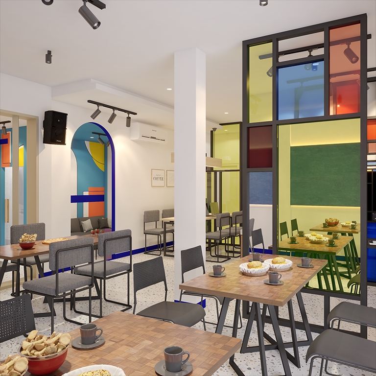 Jasa desain interior cafe minimalis dan modern, desain interior warung makan sederhana, desain cafe unik dan modern di Indonesia.