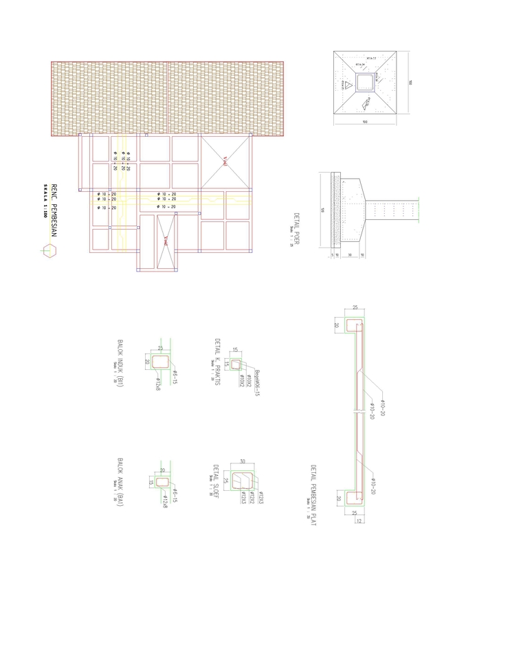 Jasa drafter autocad untuk desain denah rumah 2 lantai dengan detail konstruksi