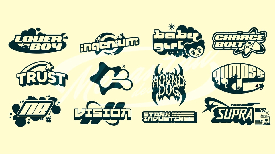 jasa desain logo y2k, futuristic, and cyberpunk style