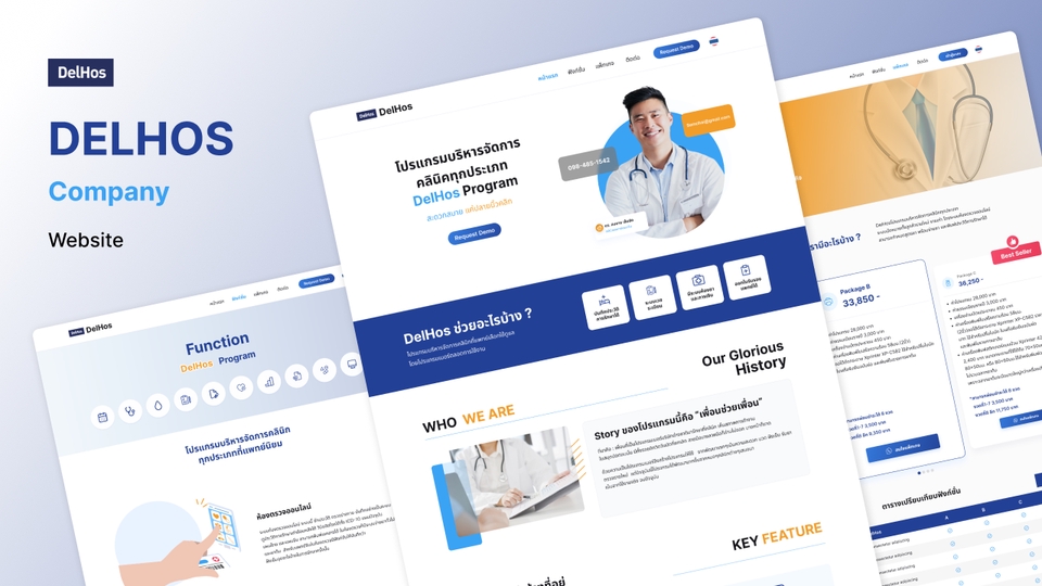 ออกแบบเว็บไซต์สวยงามมืออาชีพสำหรับบริษัท DelHos บริการออกแบบUI UX เว็บแอปพลิเคชั่น