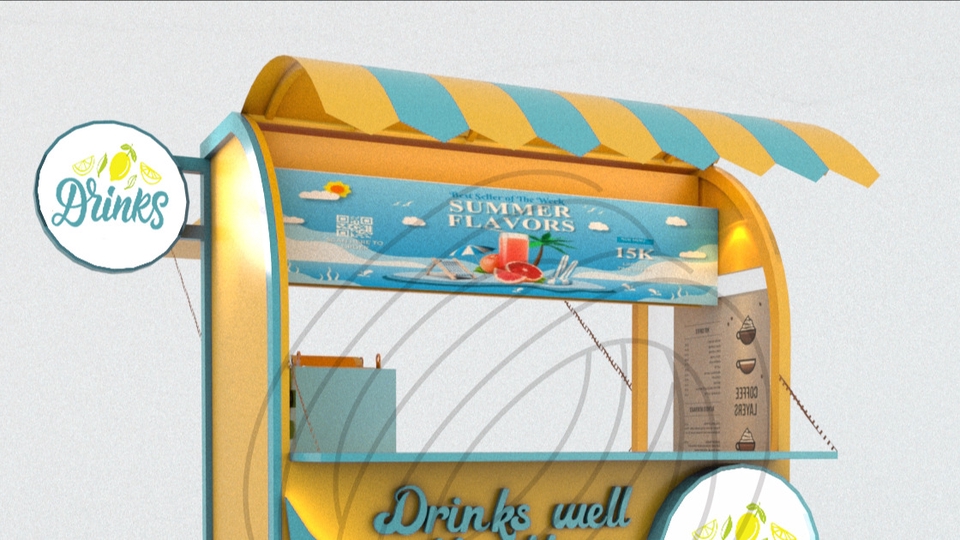 Jasa Desain Interior, Exterior Bangunan dan Render 3D - Desain Booth / Gerobak Franchise