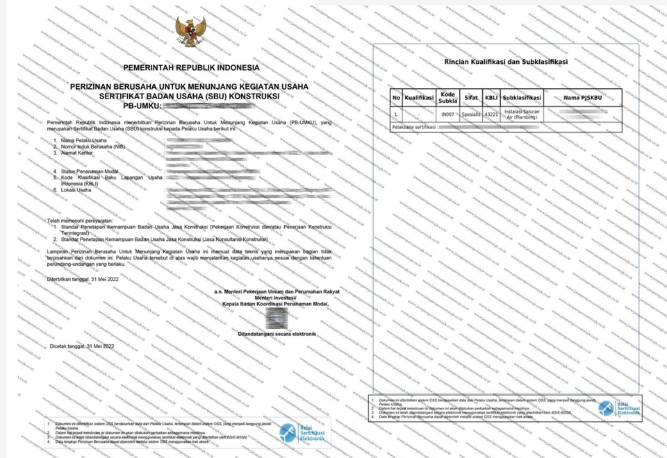 Sertifikat Badan Usaha (SBU) Konstruksi untuk Perusahaan di Indonesia, Jasa Konsultan Hukum, Legal Freelance, Konsultan Legal, Jasa Legal, Review Kontrak Hukum.