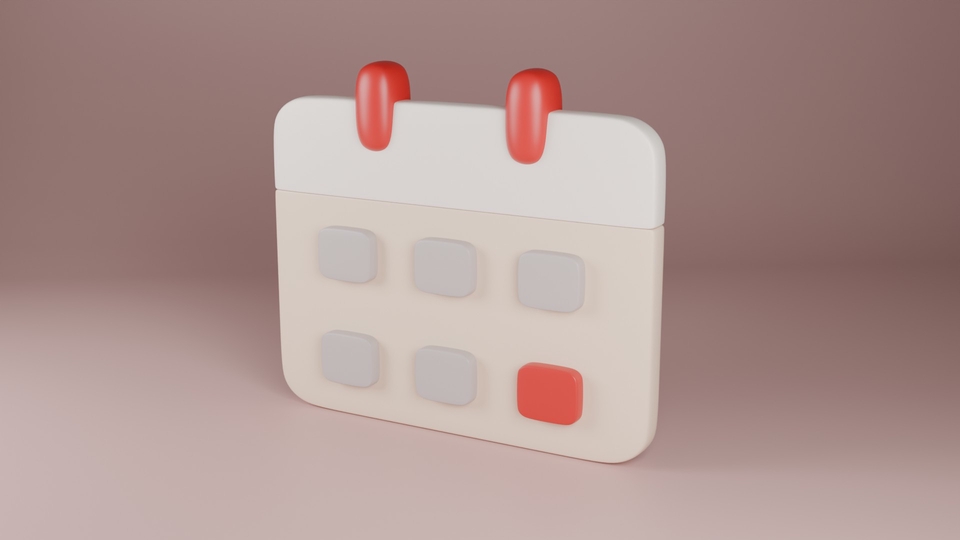 Ikon kalender 3D untuk jasa desain 3d, desain interior, arsitektur, dan desain eksterior.