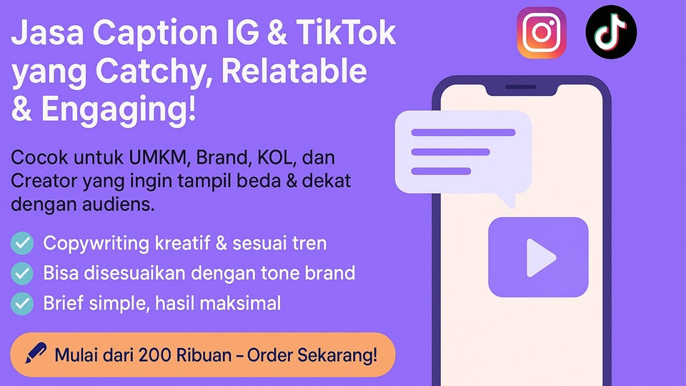Jasa Penulisan & Pembuatan Caption Instagram dan Sosial Media - Caption Instagram, TikTok yang Catchy, Relatable & Engaging