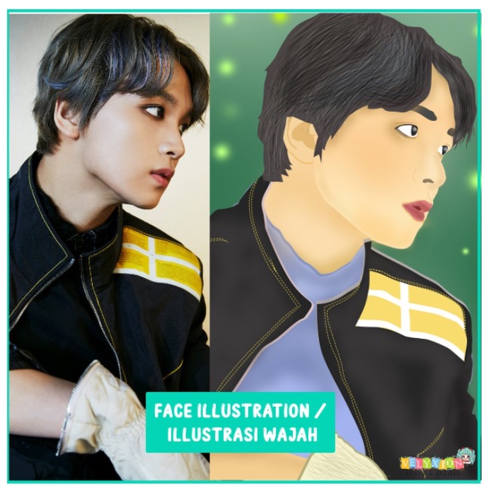 Gambar dan Ilustrasi - Hadiah / Kado / Gift Lukisan Wajah / Ilustrasi Wajah dari foto - 3