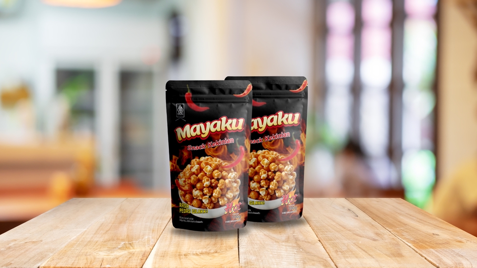 Desain kemasan makanan unik dengan stiker label makanan untuk snack jagung manis