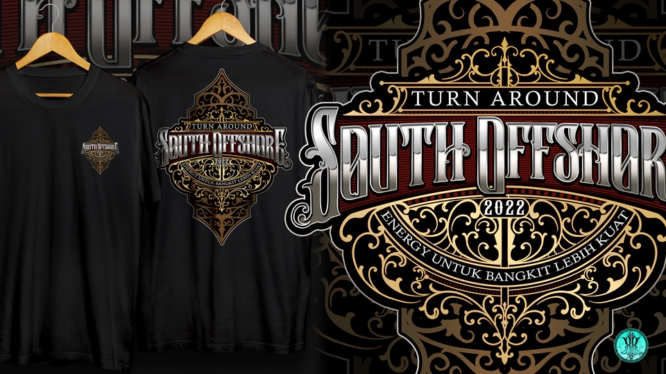 Desain logo keren South Offshore dengan tema turn around, logo ini cocok untuk perusahaan yang bergerak di bidang jasa