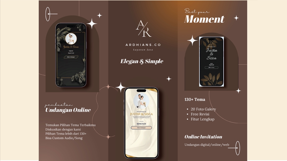 Jasa desain kartu ucapan online, template elegan dan simpel, buat kartu ucapan pernikahan, ulang tahun, idul fitri, imlek, aqiqah, natal, dan lainnya.