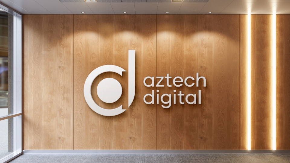 Jasa desain logo profesional untuk perusahaan Aztech Digital, logo modern dengan konsep desain yang unik dan kreatif.