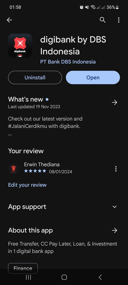 Jasa review aplikasi digibank by DBS Indonesia dengan rating bintang lima
